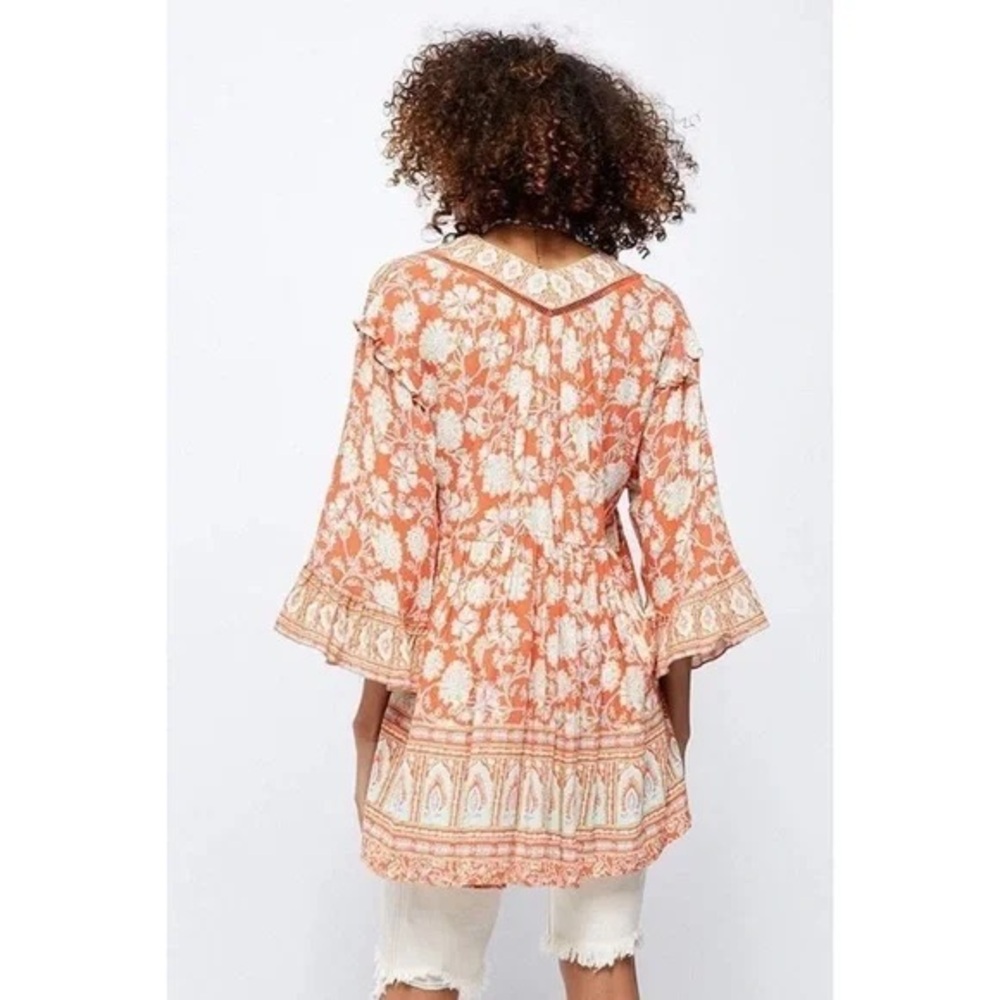 NWT Free People FP Moonlight Dance Tunic Top in Red Coral Combo, Size Large (L) - Picture 11 of 11